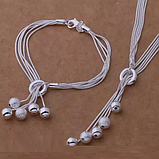 Набір підвіска та браслет із кулями Вісячі Буси кулон стерл. ср. проба tiffany комплект, фото 2