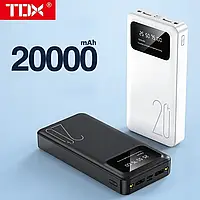 Повербанк TDX місткістю 20000 mAh з дисплеєм і ліхтариком (Чорний)