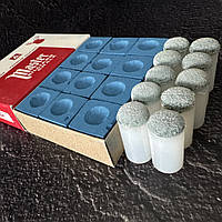 Комплект набір крейди для більярду (12 шт.) NORVA + насадки для кия (комплект 10 шт. шкіра буйвола, пластик)