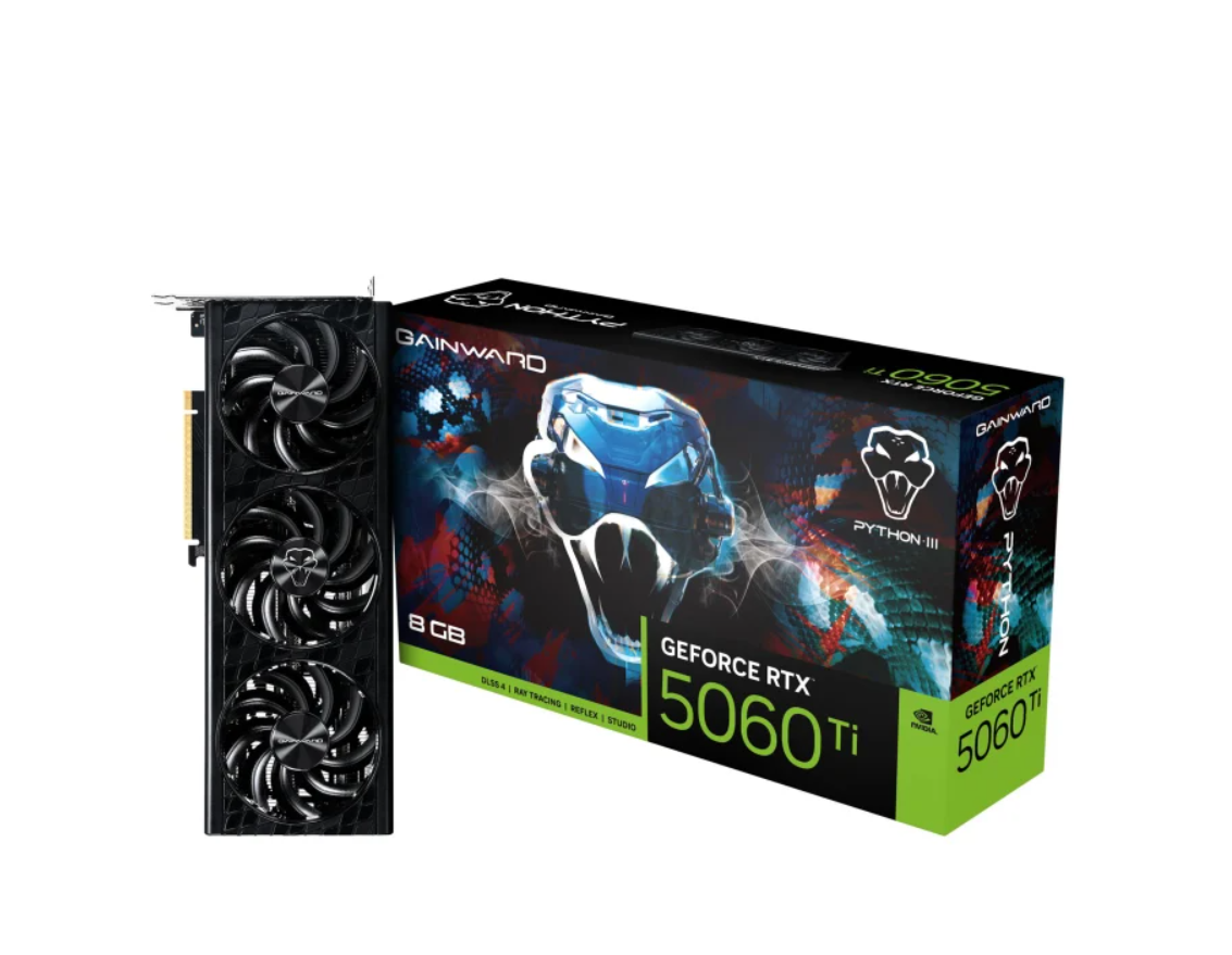 Відеокарта Gainward GeForce RTX 5060 Ti Python III 8GB GDDR7 DLSS4 (NE7506T019P1-GB2062T)