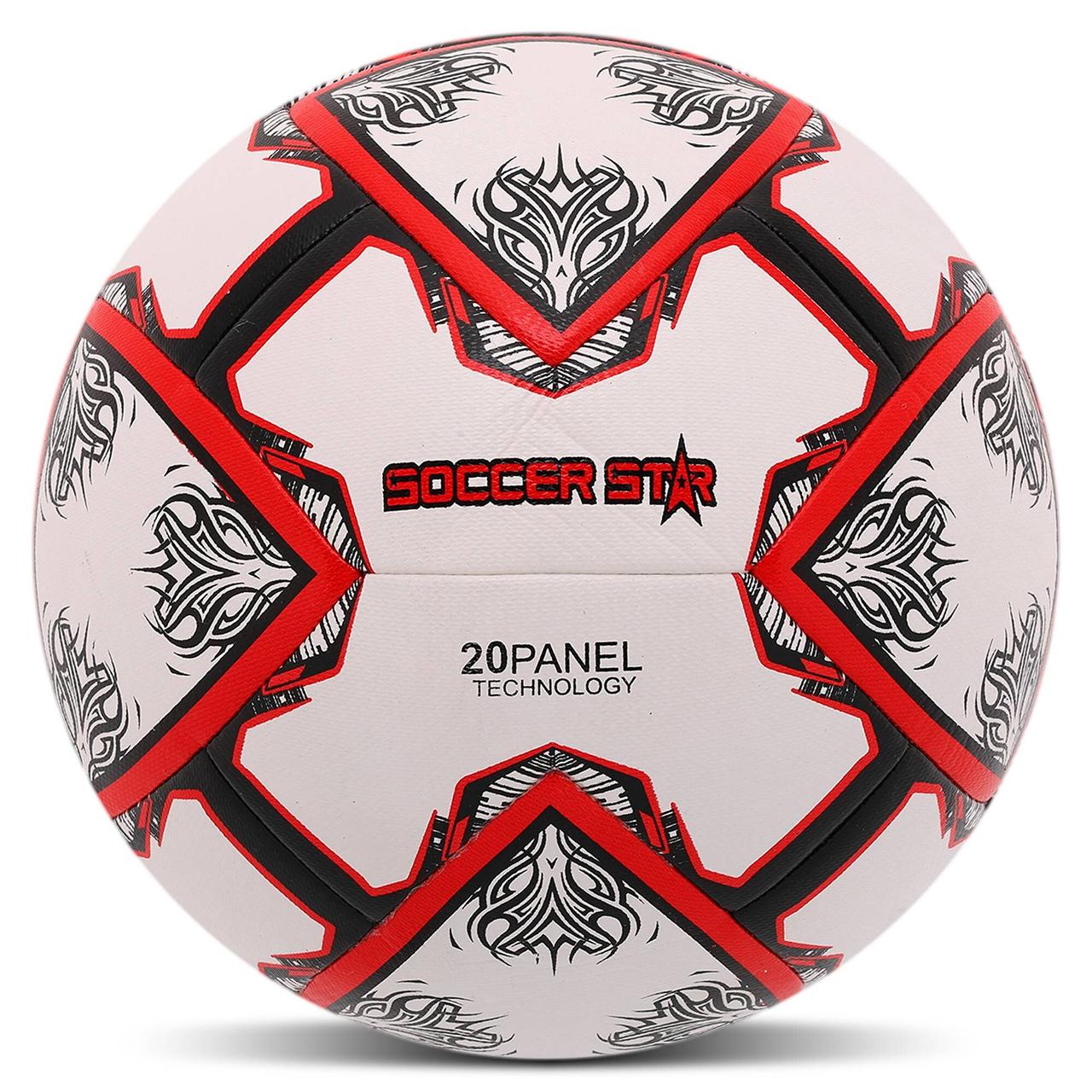 М'яч футбольний SOCCER STAR FB-4523 (PU) розмір 5 всепогодний білий-червоний, фото 1