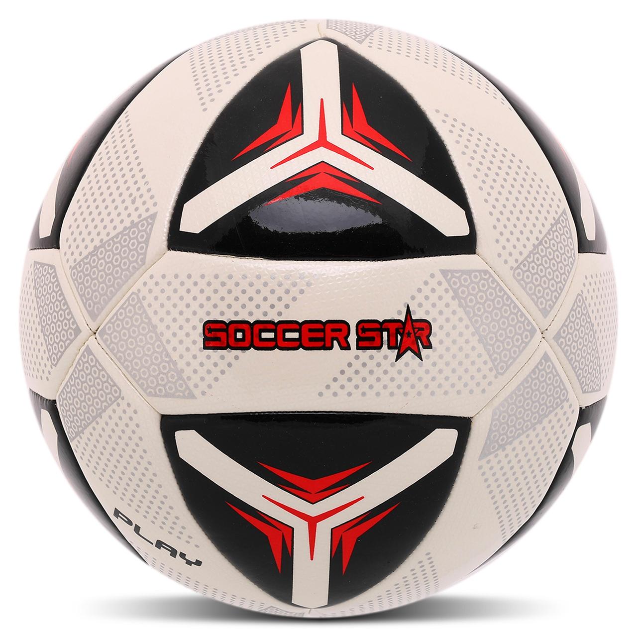 М'яч футбольний SOCCER STAR FB-4471 (PU) розмір 5 всепогодний білий-червоний, фото 1