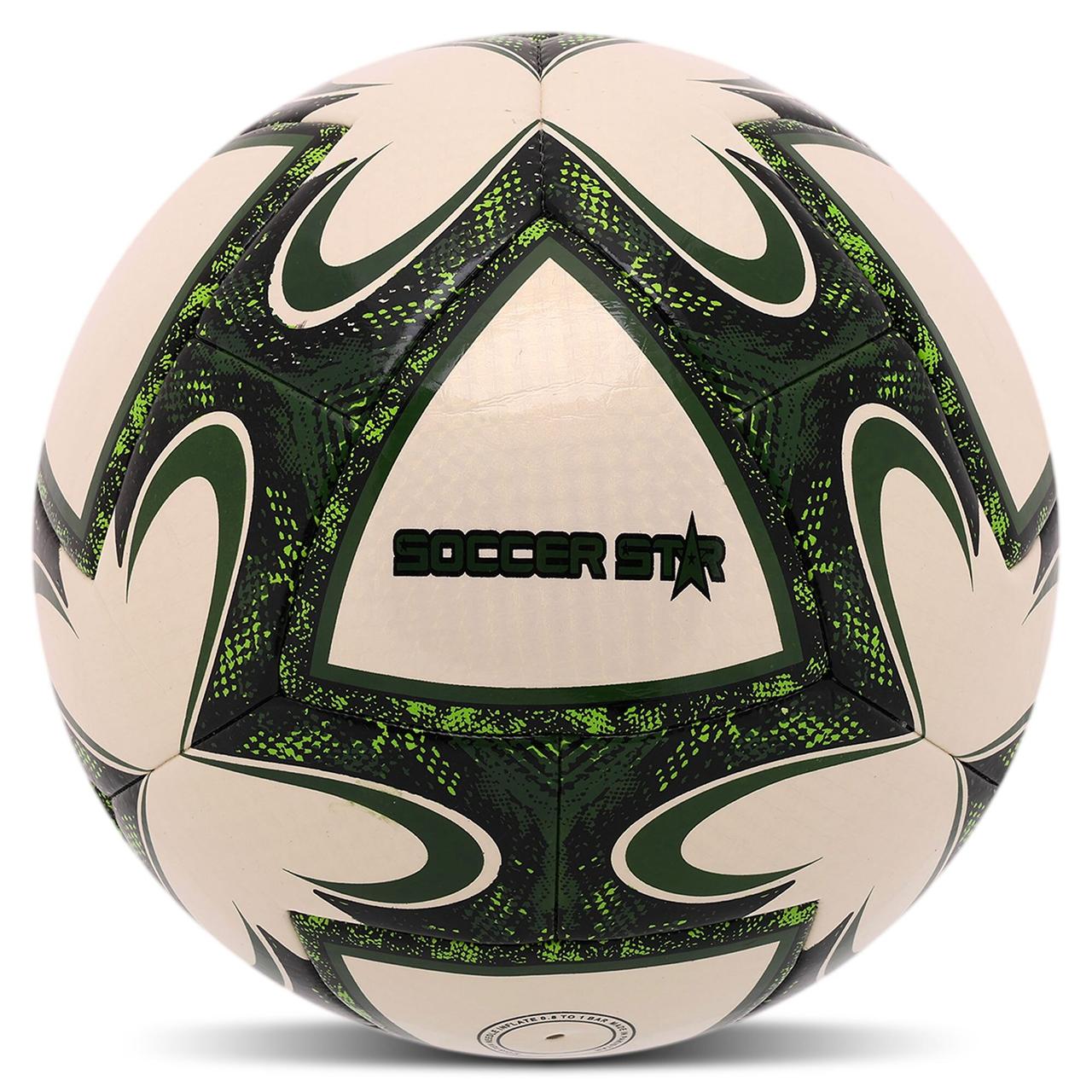М'яч футбольний SOCCER STAR FB-4491 (PU) розмір 5 всепогодний білий-зелений