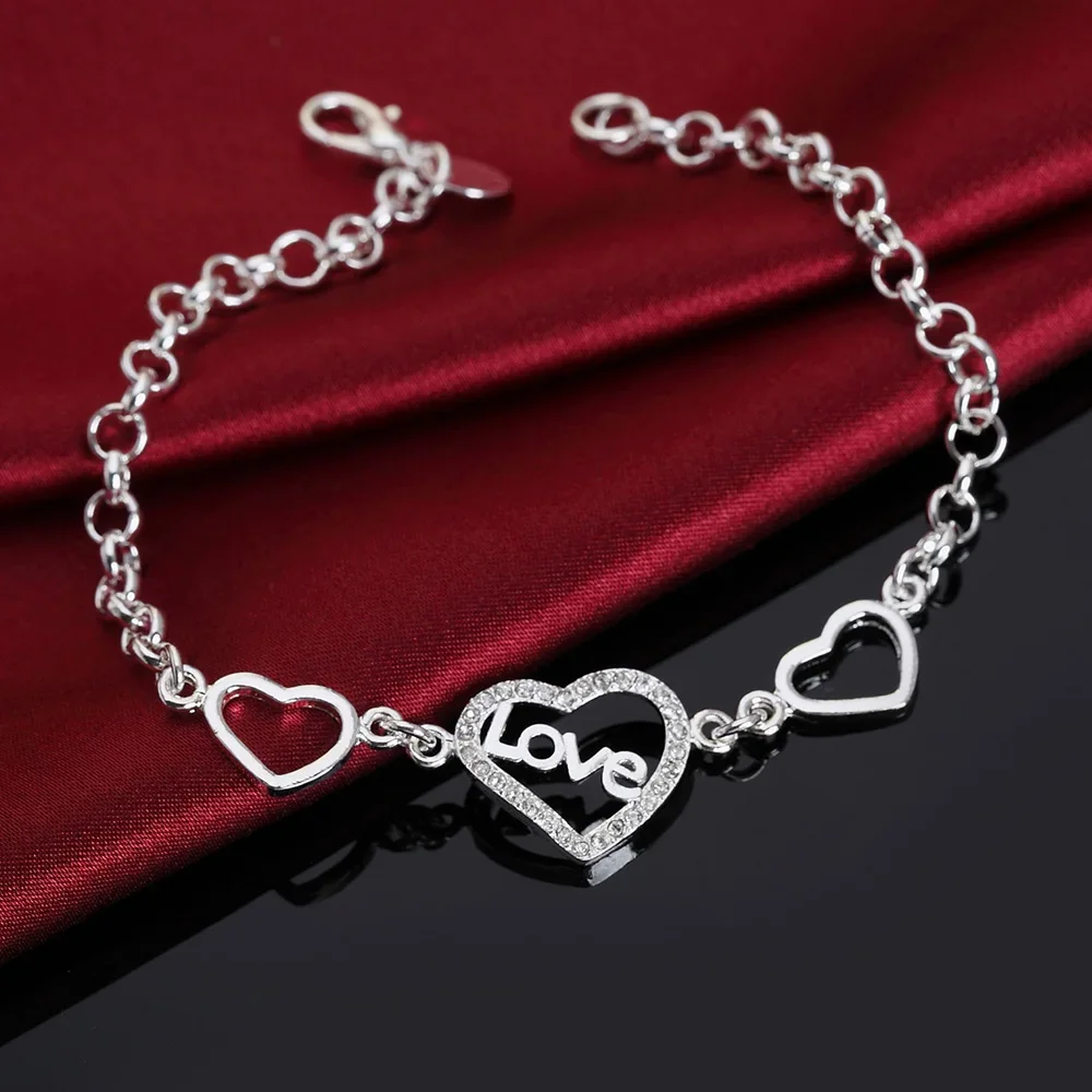 Жіночий браслет LOVE серце із серцями стерл. ср. тіффані tiffany, фото 1