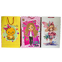 Пакет подарунковий дитячий "Для дівчаток" 40х25х9 см W3 в асортименті