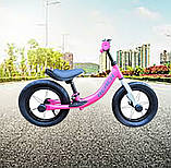Дитячий велобіг біговел для дівчаток Сталева рама Надувні колеса 12 дюймів Підставка для ніг і підніжка, фото 2