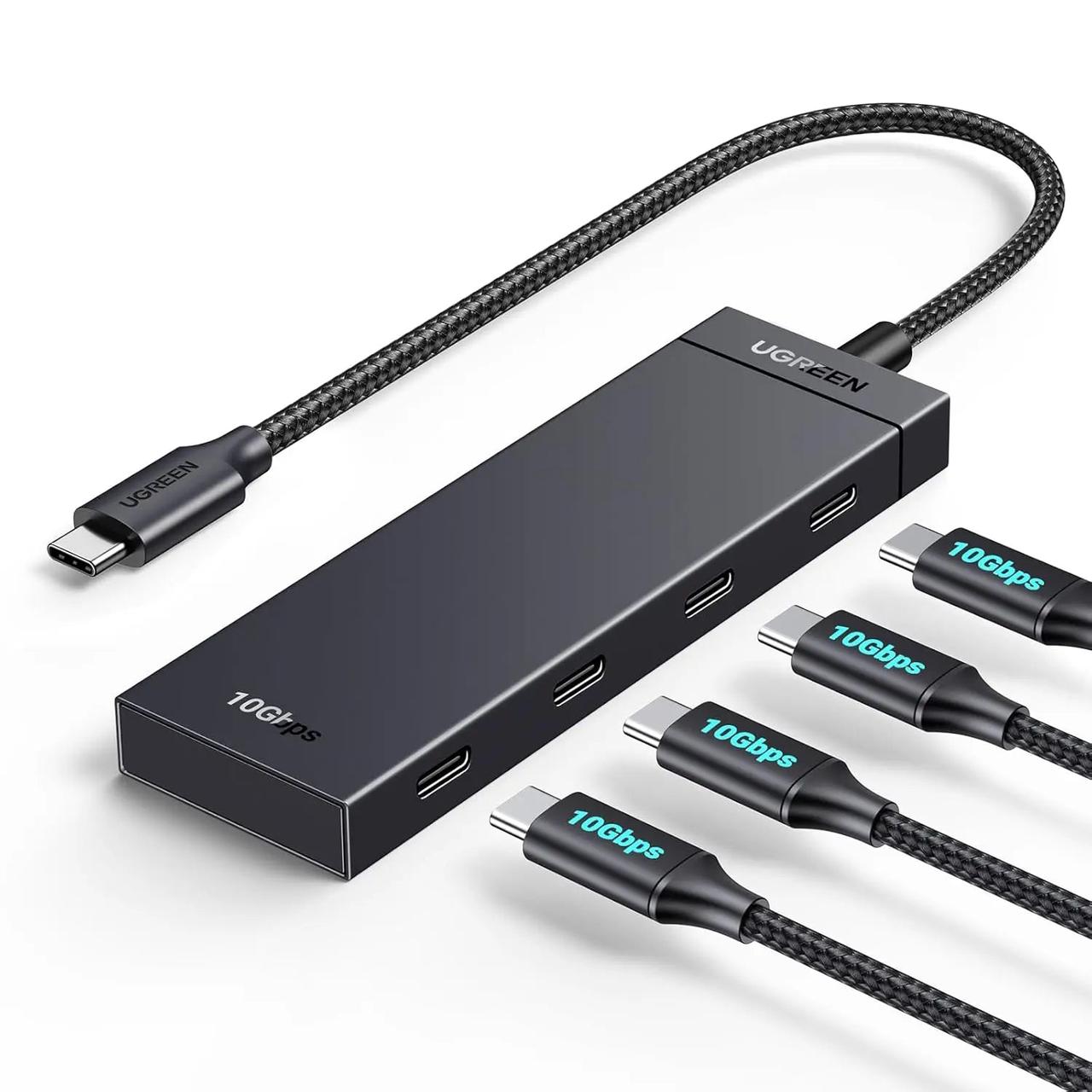 USB-Хаб UGREEN 10Gbps 4 In 1 USB C Hub USB 3.2 Adapter with 4 USB-C 3.2 Splitter Extender Black (CM806), фото 1