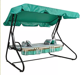 Садова гойдалка-диван Графіня тримісна з тентом зеленого кольору