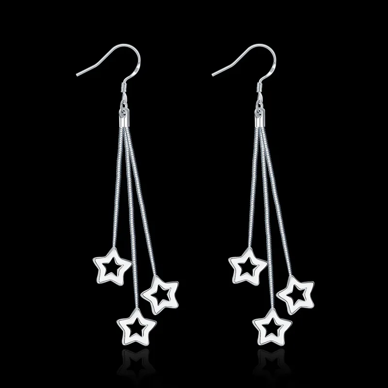 Сережки зірочки Star зірка висячі палички стерл. ср.