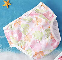 Багаторазові універсальні підгузки-трусики на кнопках для плавання 0-2 роки (Рожева квітка)