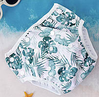 Багаторазові універсальні підгузки-трусики на кнопках для плавання 0-2 роки (Зелене листя)