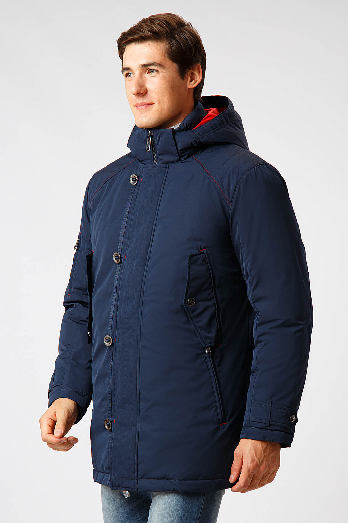 Подовжений чоловічий пуховик Finn Flare A18-42009-101 синій S, фото 1