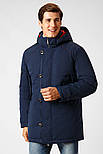 Подовжений чоловічий пуховик Finn Flare A18-42009-101 синій S, фото 2