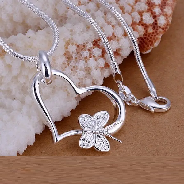 Підвіска кулон серце та метелик стерл. ср. тіффані tiffany, фото 1