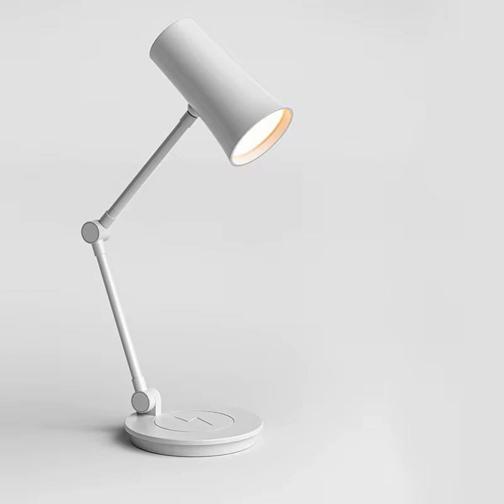 Лампа настільна акумуляторна D09 з бездротовою зарядкою, біла, фото 1