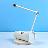 Лампа настільна акумуляторна D09 з бездротовою зарядкою, біла, фото 2