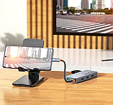 HUB адаптер 6 в 1 Hoco HB51 HDTV, RJ45, Type-C, 3USB3.0, сірий, фото 4