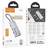 HUB адаптер 6 в 1 Hoco HB51 HDTV, RJ45, Type-C, 3USB3.0, сірий, фото 7