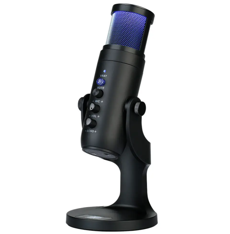 Мікрофон студійний MU900 для блогерів і стримерів, з RGB-підсвіткою, чорний, фото 1