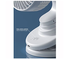 Вентилятор на прищіпці акумуляторний Kisonli F104 1200mAh, білий, фото 2