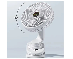 Вентилятор на прищіпці акумуляторний Kisonli F104 1200mAh, білий, фото 3