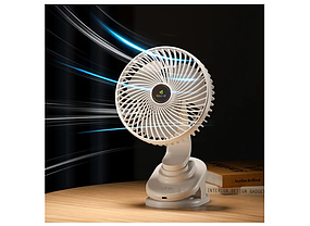 Вентилятор на прищіпці акумуляторний Kisonli F104 1200mAh, білий, фото 5