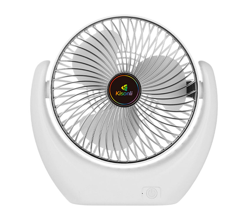 Вентилятор настільний акумуляторний Kisonli F105 2000mAh, білий, фото 1