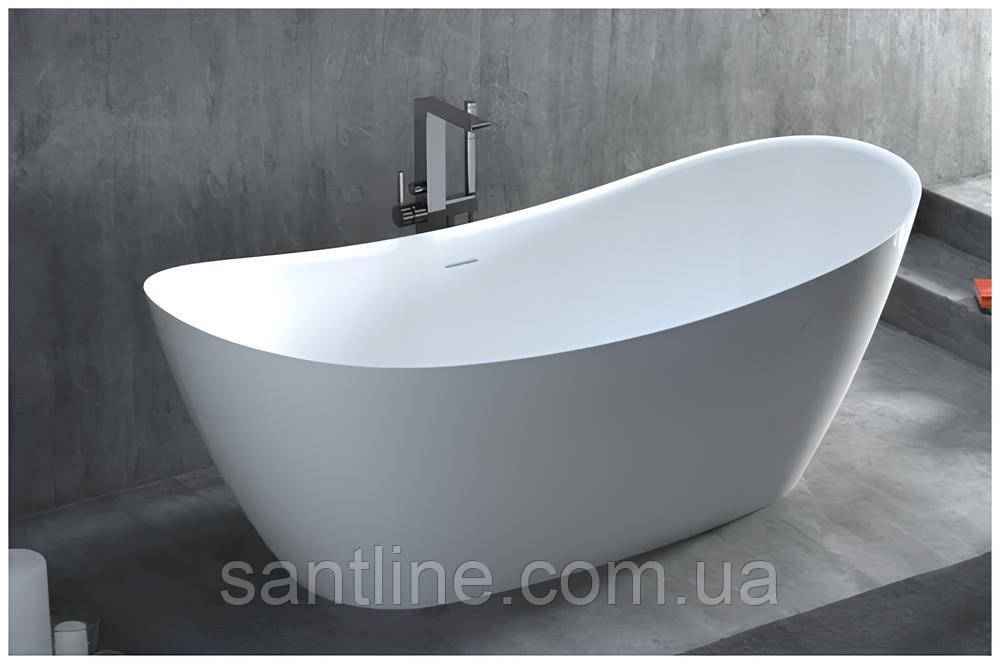 Ванна окремостояча 170х75х70 см овальна акрилова Insana Amina BS з сифоном і ніжками, фото 1