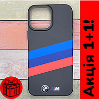 Чохол Apple iPhone 14 Pro Max бампер із логотипом BMW, Soft touch, високий борт, матовий. Чорний