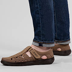 Сандалі чоловічі шкіряні бежеві з закритим передом (А 9 беж)