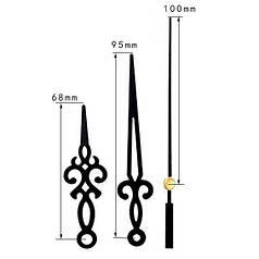 Стрілки ажурні для годинникових механізмів, набор 3 шт