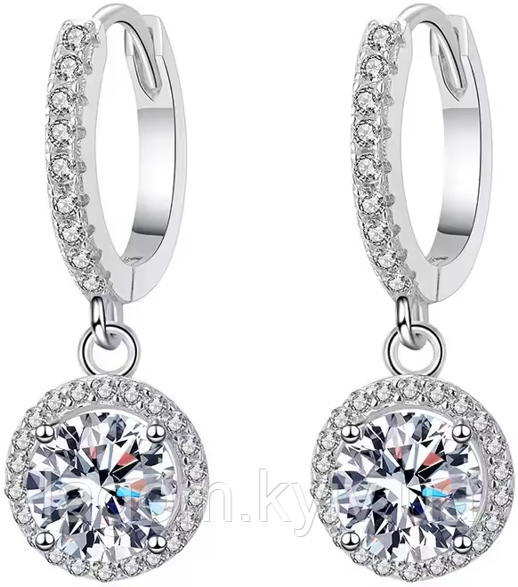 Срібні сережки-кільця DIAMOND 925 проба кульчики з муасанітом, фото 1