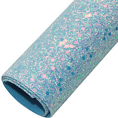 Глітер крупний на тканевій основі, хамелеон, 20х33 см, блакитний