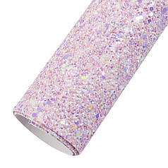 Глітер крупний на тканевій основі, цукровий, 20х33 см, рожевий мікс