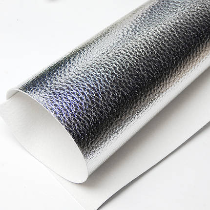 Екошкіра блискуча, фактурна, 20х33 см, срібло, фото 2
