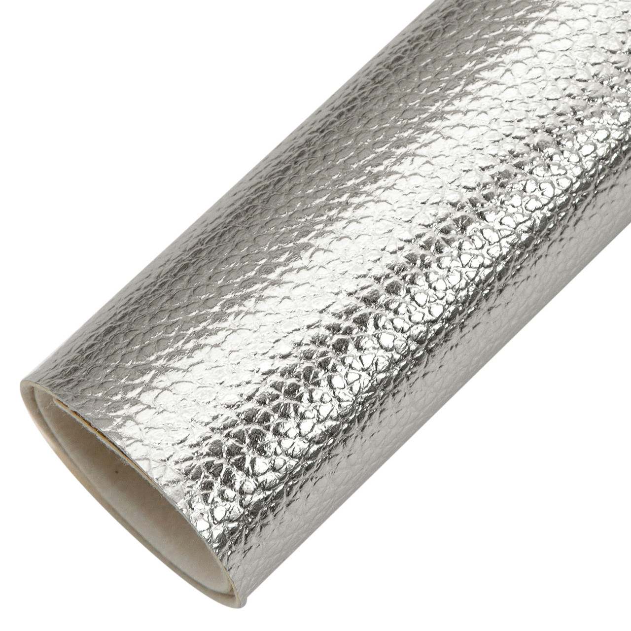 Екошкіра блискуча, фактурна, 20х33 см, срібло