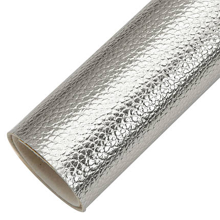 Екошкіра блискуча, фактурна, 20х33 см, срібло, фото 1