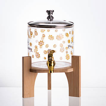 Лимонадниця з краном на дерев'яній підставці 2.6 л скляна HP-34-16