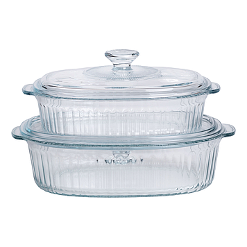 Форми для запікання набір 2 шт скляні з кришками овальні HP-34-27
