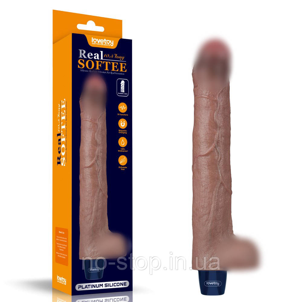 Вiбратор 10.5 REAL SOFTEE VIBRATING DILDO, фото 1