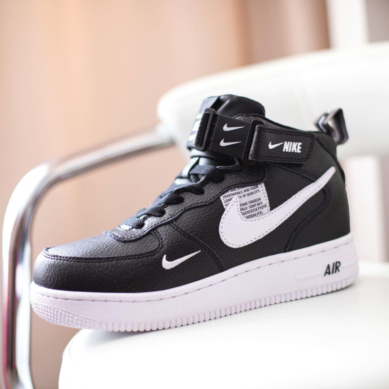 Nike Air Force 1 Mid Black White 36, фото 1
