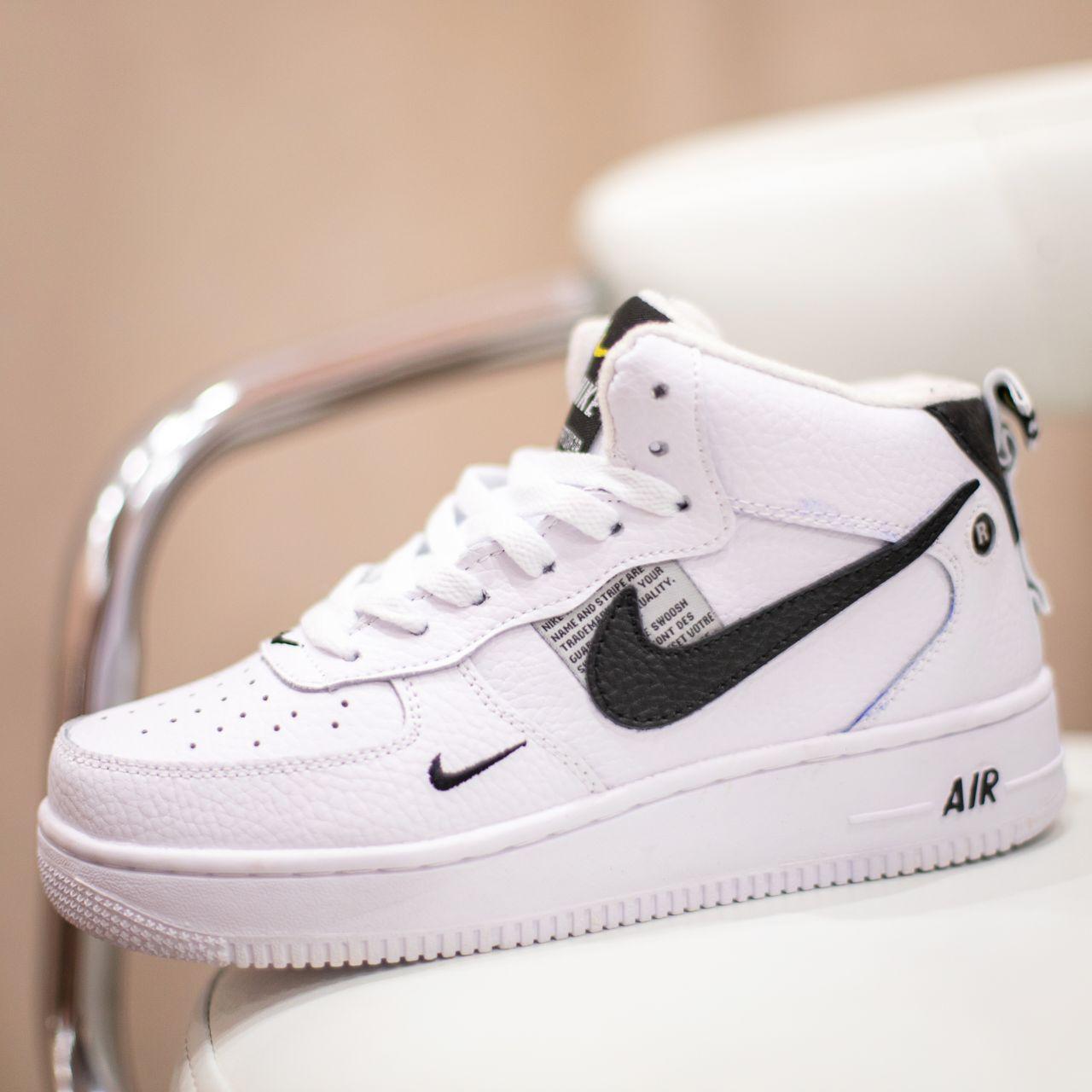 Nike Air Force 1 Mid White black, фото 1