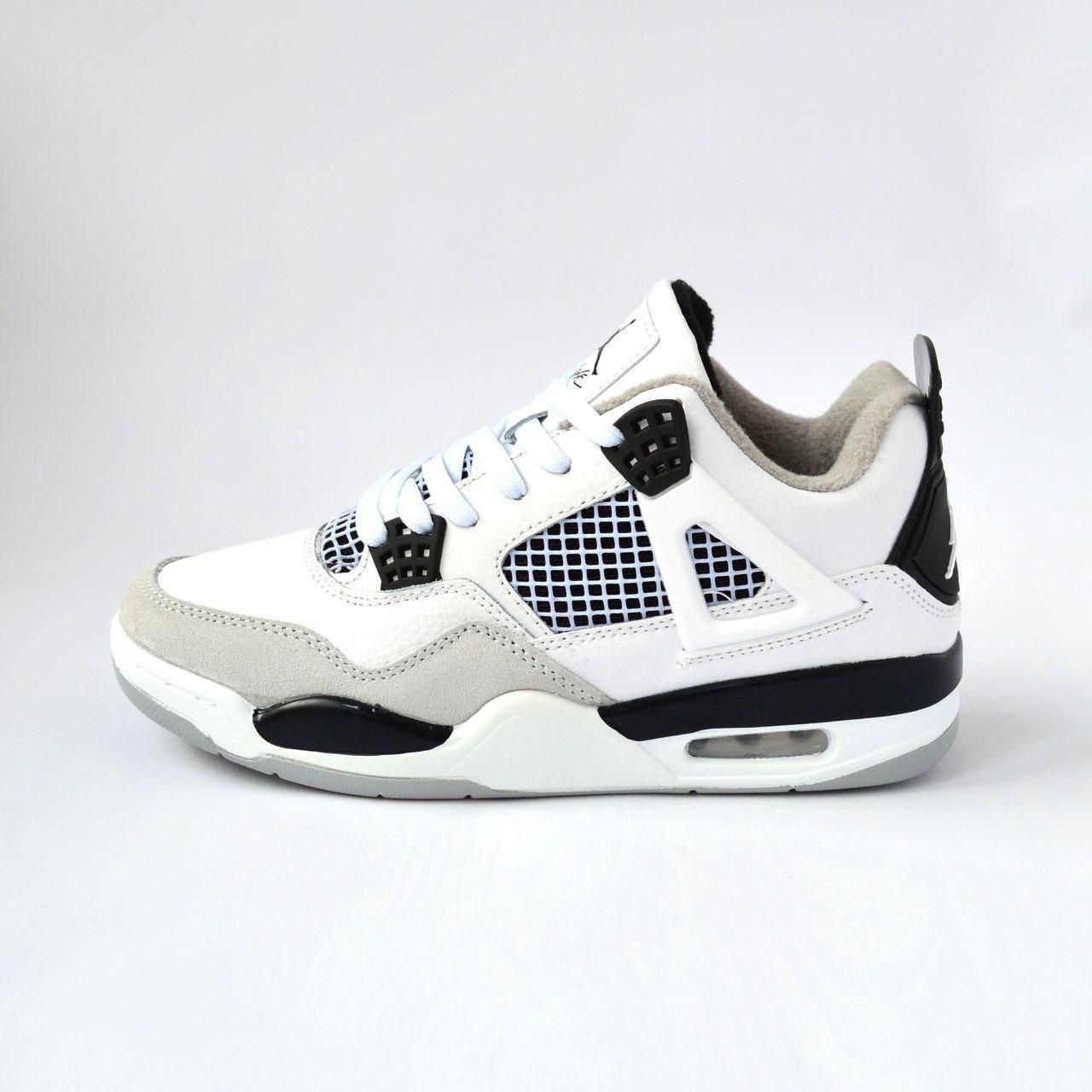 Nike Air Jordan Retro 4 White Gray, фото 1