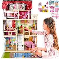 Іграшкові будиночки з дерева Kruzzel (Польща), Дерев'яний іграшковий будиночок, Великий ляльковий будинок із меблями, BSP