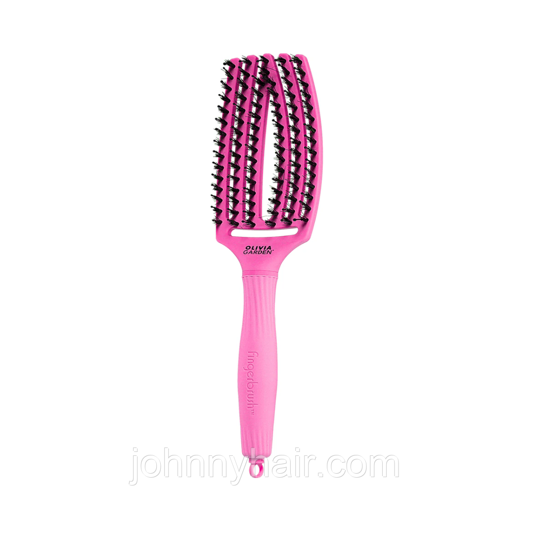 Щітка для волосся Olivia Garden Finger Brush Boar&Nylon ThinkPink Neon Pink, фото 1