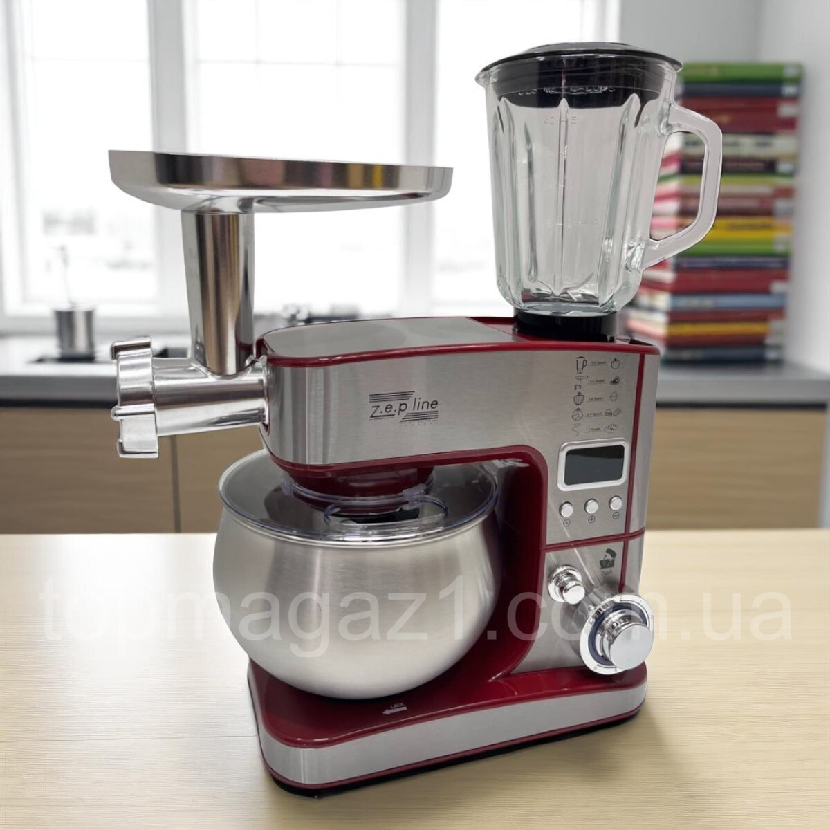 Кухонний комбайн 7в1 Zepline 4200 Вт 6 л із сенсорним дисплеєм і таймером на 6 швидкостей, фото 1