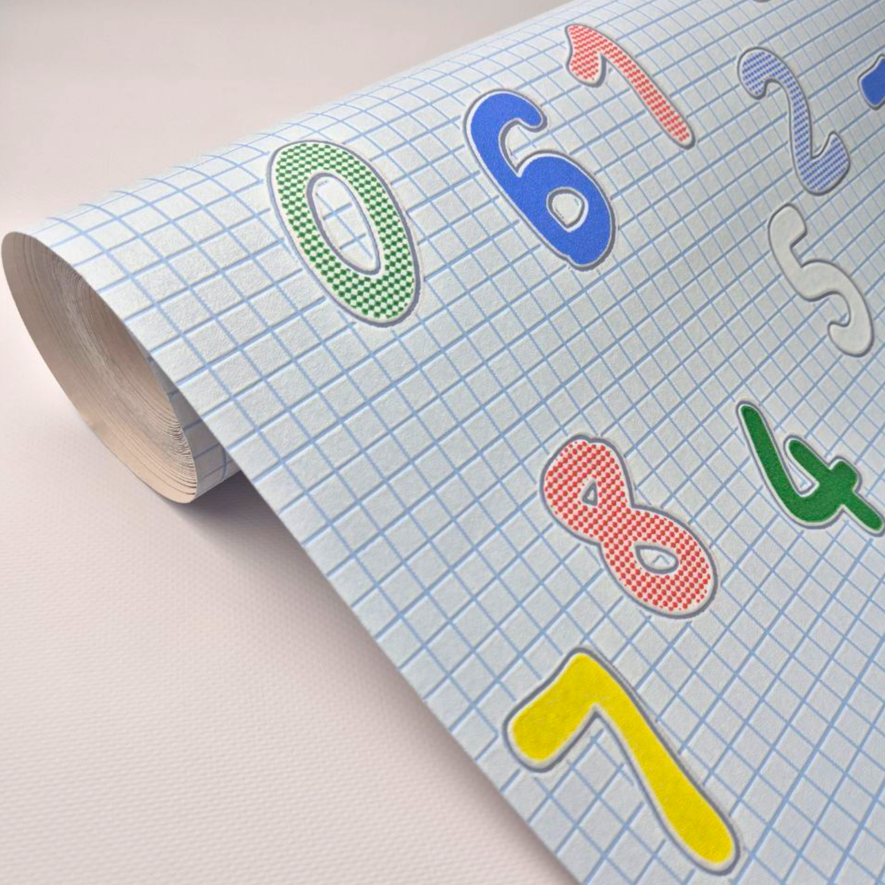 Шпалери в дитячу кімнату для хлопчика вінілові на паперовій основі 53 см × 10,05 м Слов'янські Шпалери 329-03, блакитні з цифрами, фото 1