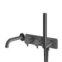 Змішувач для ванни та душу з термостатом KOHLMAN AXEL GRAPHITE + BOX прихованого монтажу