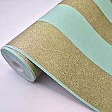 Шпалери вінілові метрові Бірюзові в смужку Marburg на флізеліновій основі 10.05 × 1,06 31376, фото 4