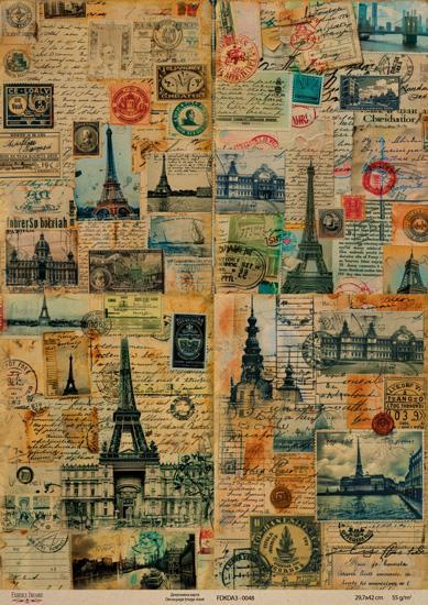 Декупажна карта на крафт паперу 29,7x29,7 см, Париж, Париж, Париж, #0048